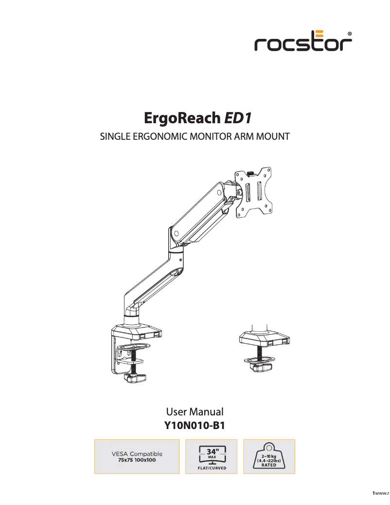 Page 1 of the manual User Manual Rocstor ErgoReach ED1