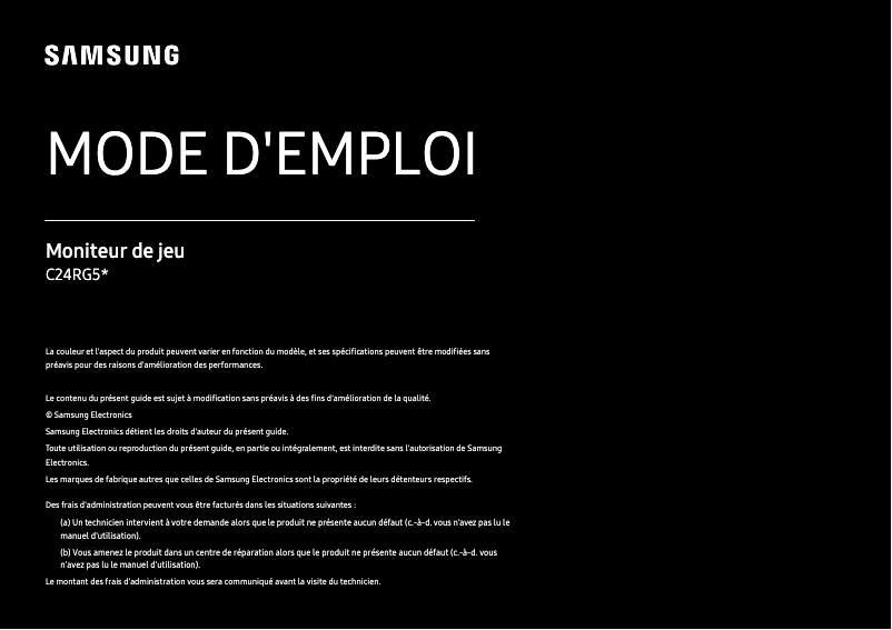 First page image of the manual for LC24RG50FQUXEN