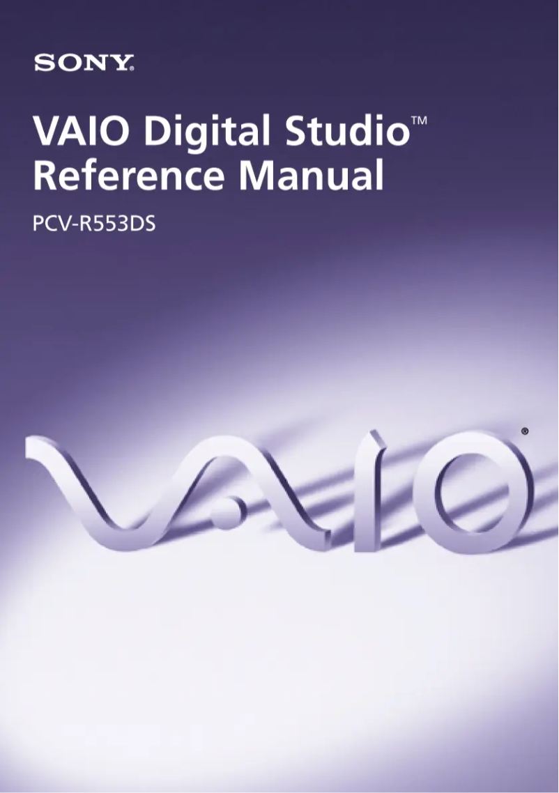 First page image of the manual for Vaio PCV-R553DS