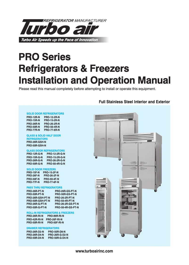 First page image of the manual for PRO-26R-PT-N