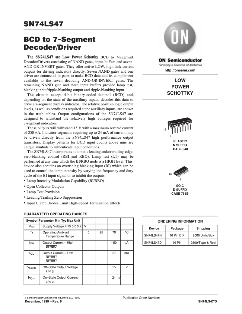 Page 1 of the manual User Manual Steren SN74LS47N