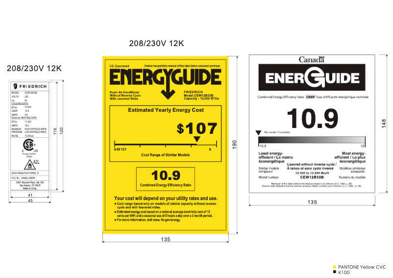 Page 1 of the manual Energy Label Friedrich Chill Premier CEW12B33B