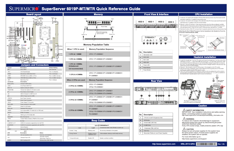 First page image of the manual for SuperServer 6019P-MT