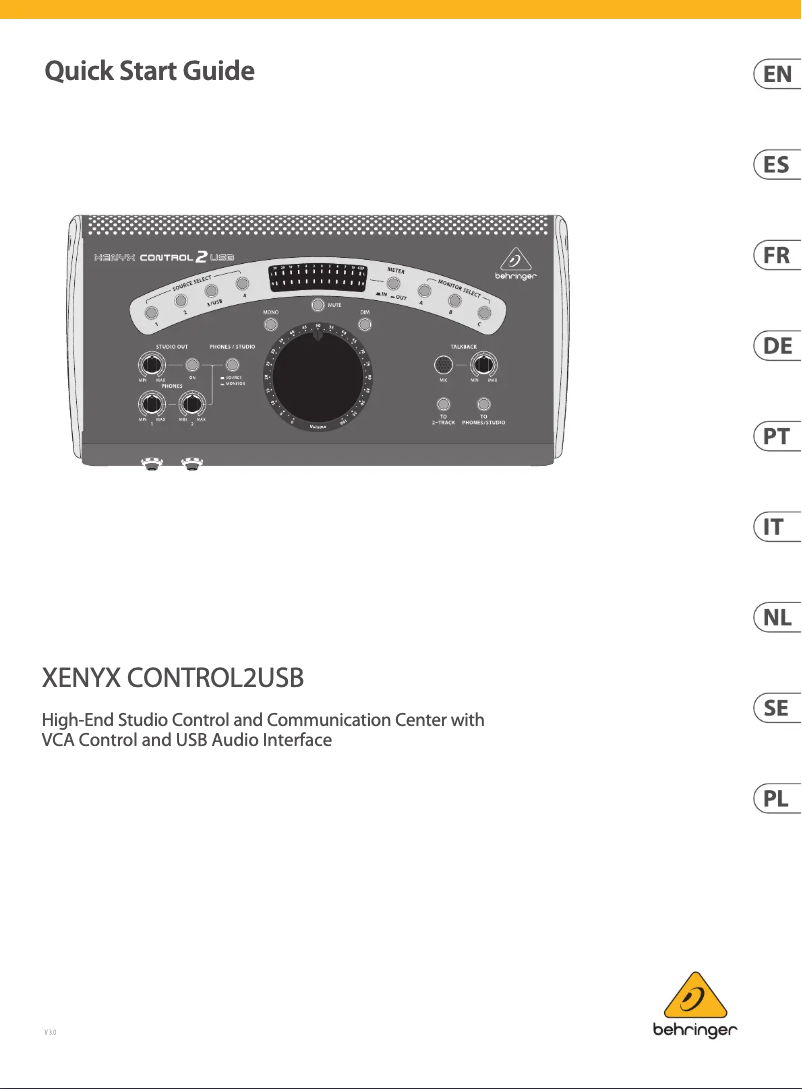 First page image of the manual for Xenyx Control2USB