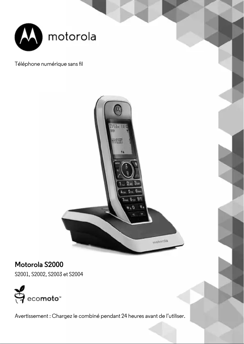 Page 1 of the manual User Manual Motorola S2001