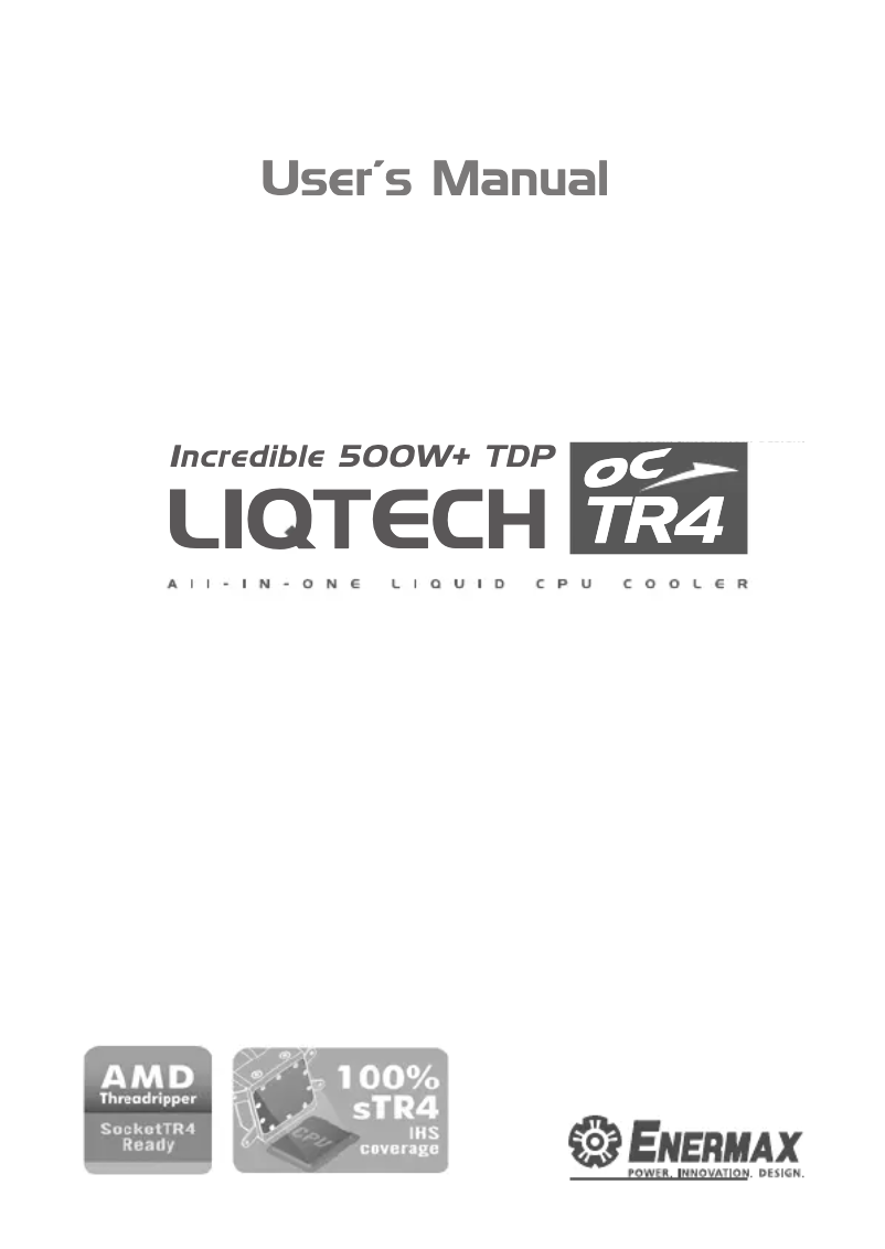 Page 1 of the manual User Manual Enermax Liqtech TR4 360 ELC-LTTR360