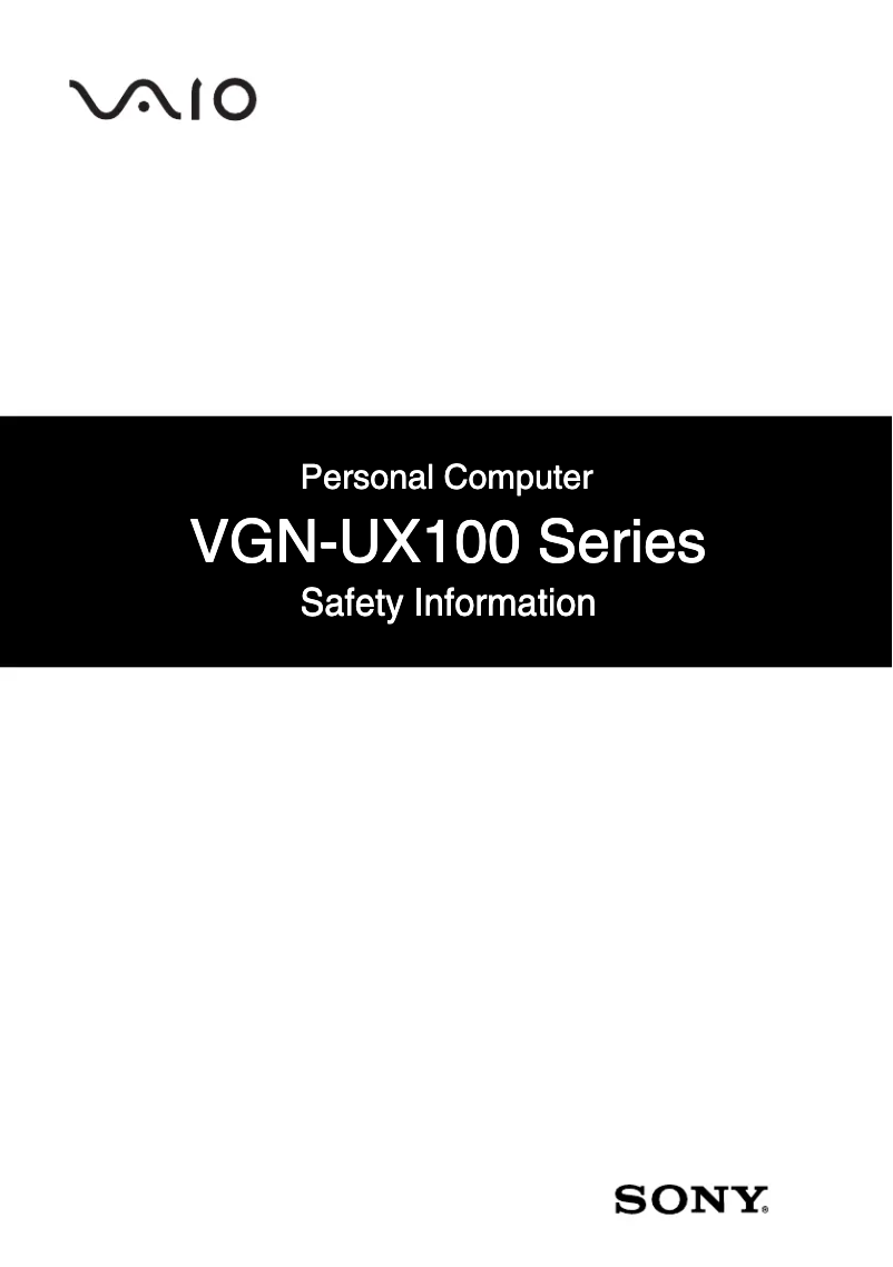 Page 1 of the manual Safety Instructions Sony Vaio VGN-UX180P