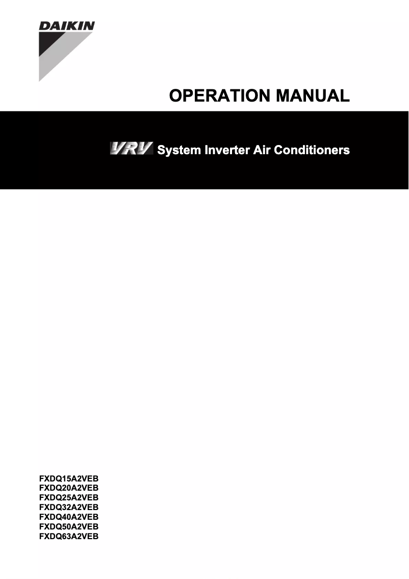 Page 1 of the manual User Manual Daikin FXDQ50A2VEB