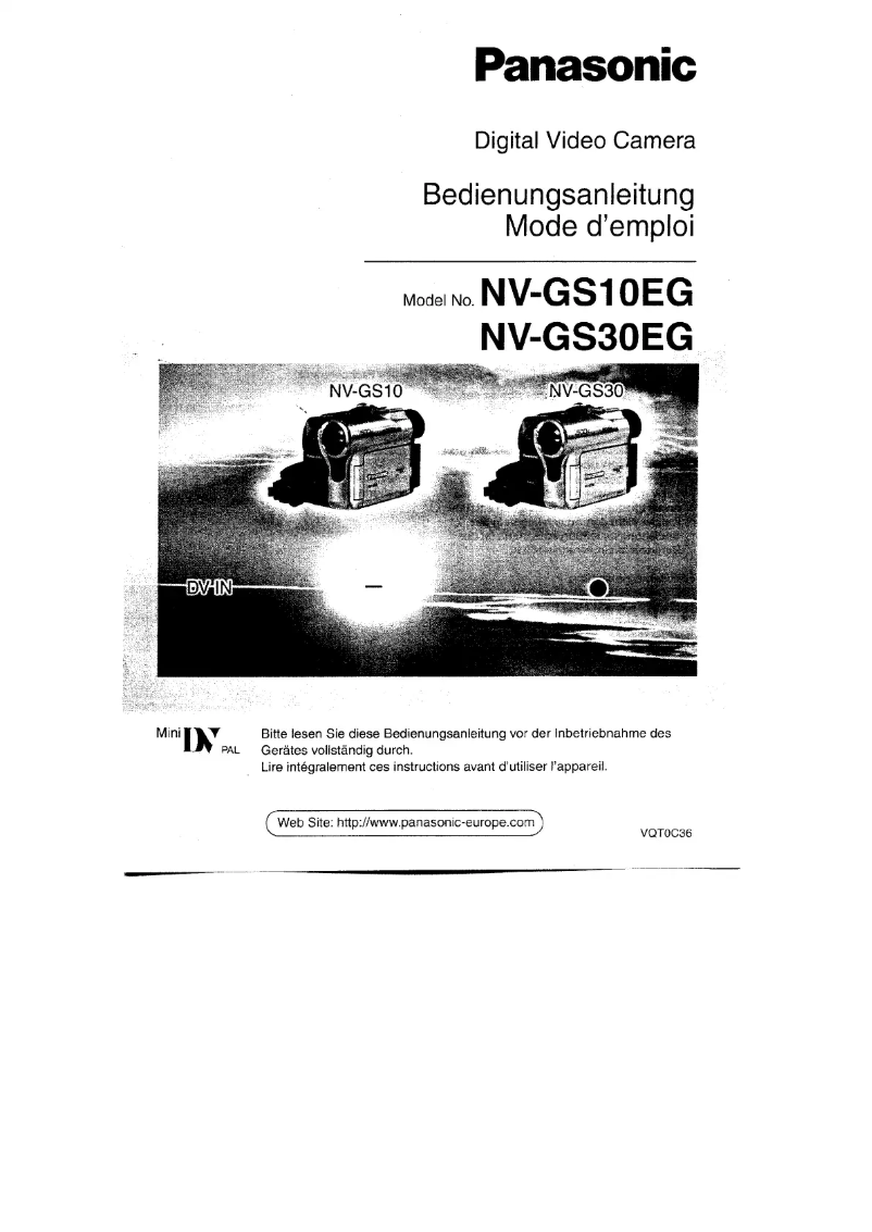 First page image of the manual for NV-GS30E