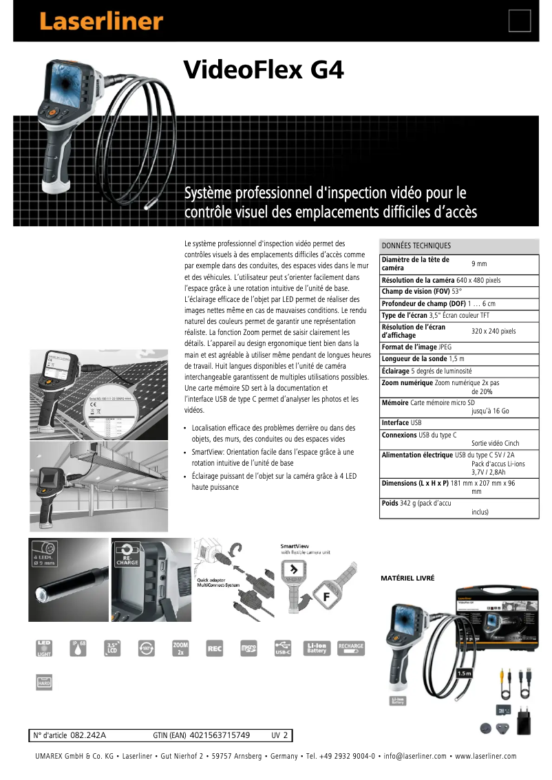 First page image of the manual for VideoFlex G4