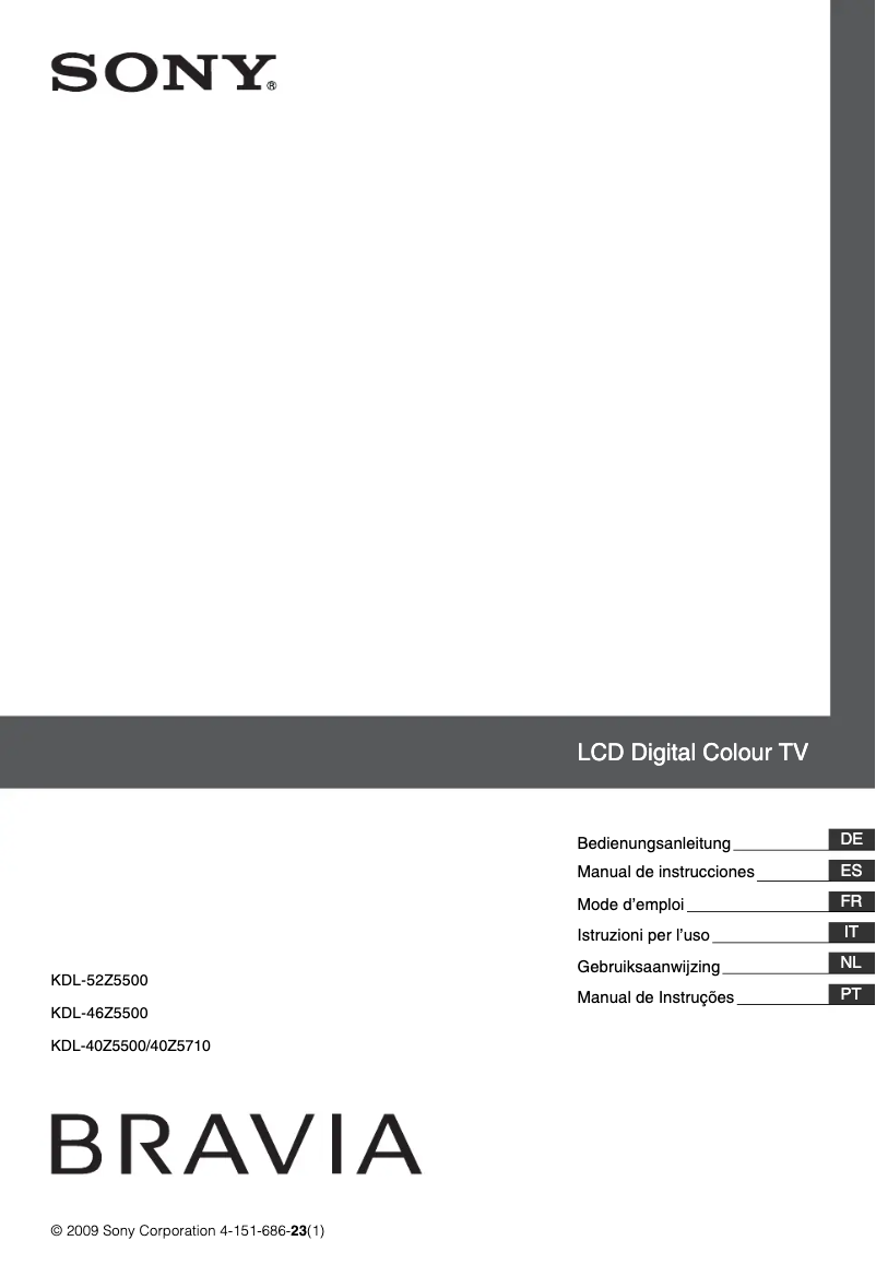 Page 1 of the manual User Manual Sony KDL-40Z5710