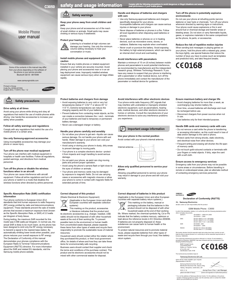 First page image of the manual for Stratus C3050