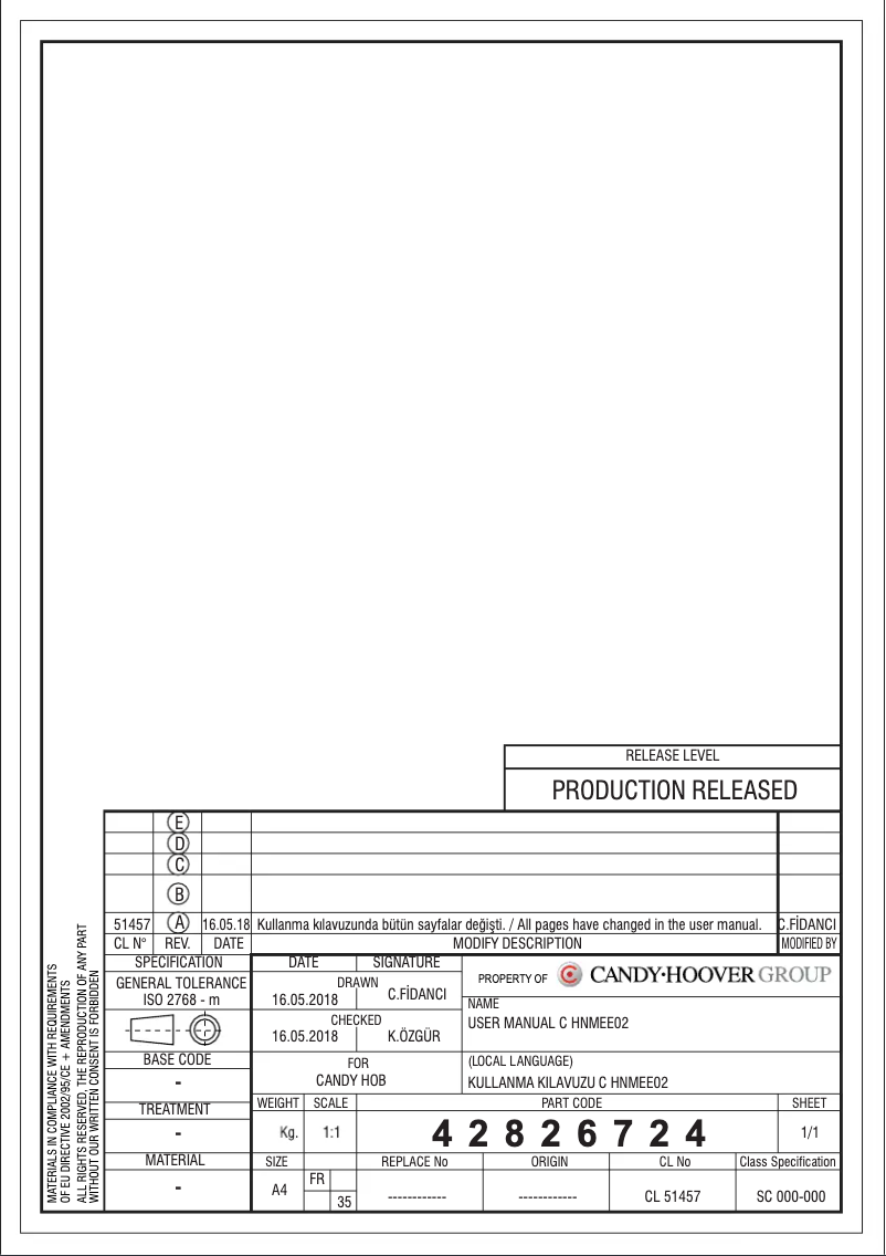 First page image of the manual for FCP642X
