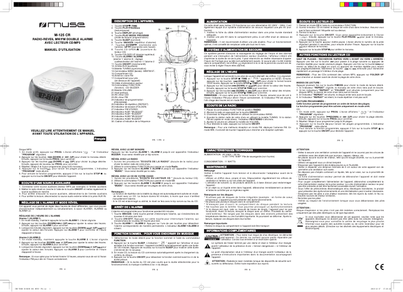 Page 1 de la notice Manuel utilisateur Muse M-060 PA
