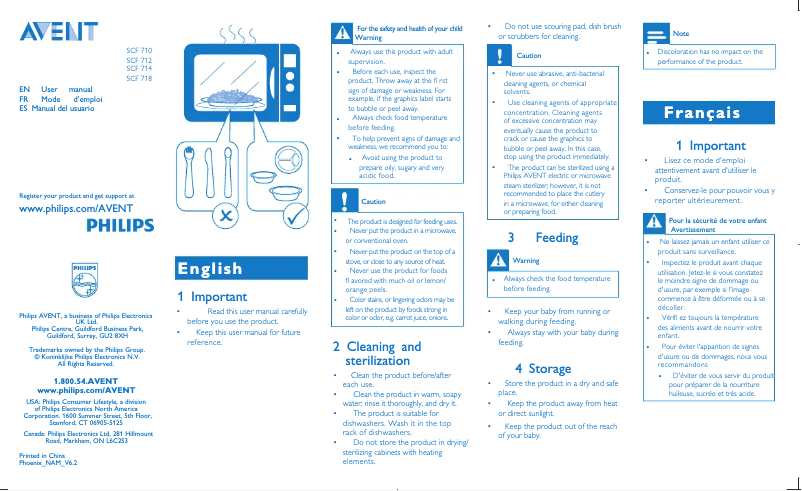 Image de la première page du manuel de l'appareil AVENT SCF718