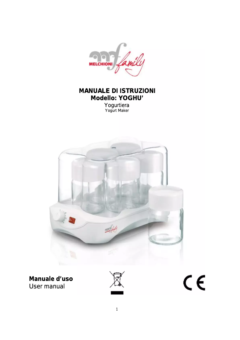 Page 1 of the manual User Manual Melchioni 118700005