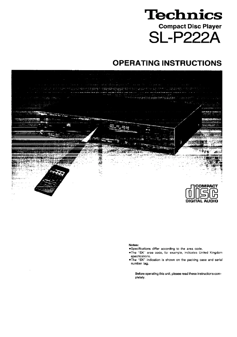 First page image of the manual for SL-P222A