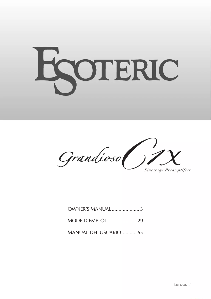 Page 1 of the manual User Manual Esoteric Grandioso C1X