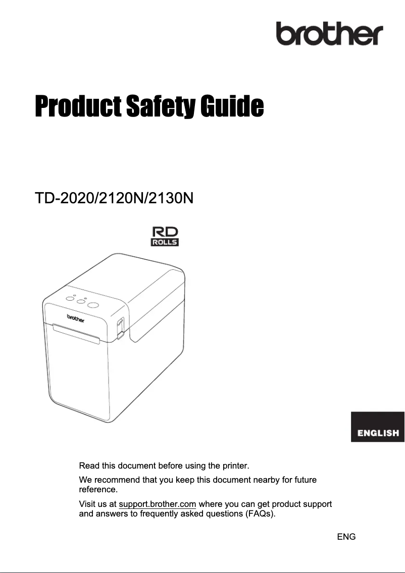 First page image of the manual for TD-2020