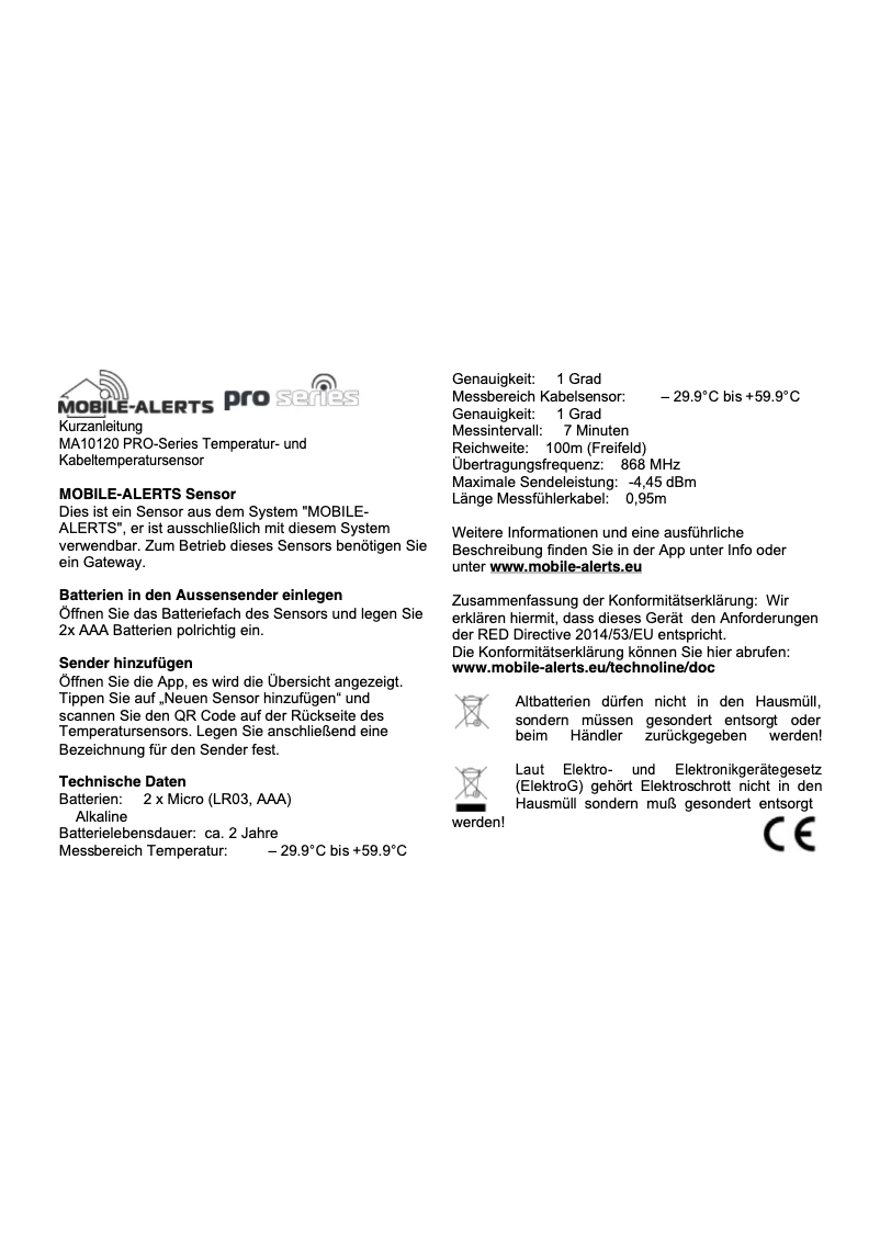 First page image of the manual for MA 10120