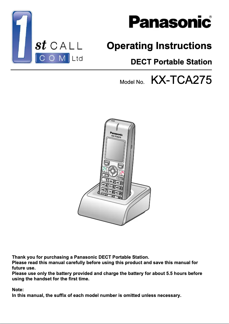 Page 1 of the manual User Manual Panasonic KX-TCA275