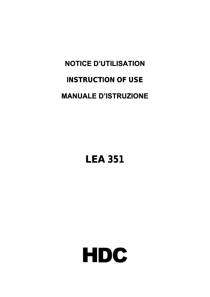 Page 1 of the manual User Manual HDC LEA351
