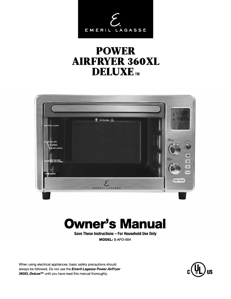 First page image of the manual for Power AirFryer 360 Deluxe S-AFO-004
