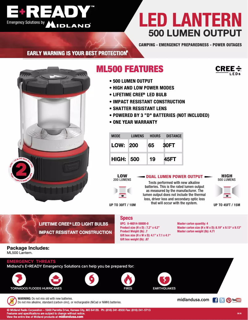 First page image of the manual for E+READY EX500VP