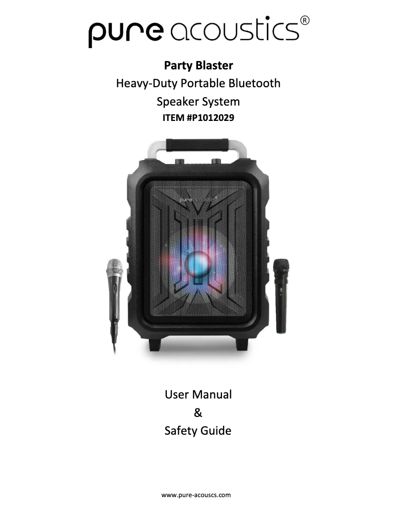 First page image of the manual for Party Blaster