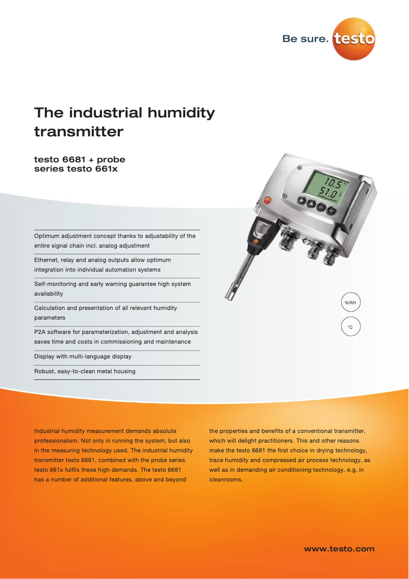 Page 1 of the manual Technical Sheet Testo 6681