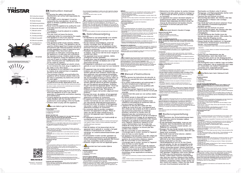 Page 1 of the manual User Manual TriStar PD-8769