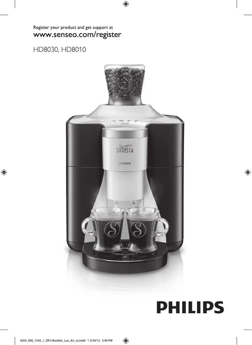 Page 1 of the manual User Manual Philips Sarista HD8060