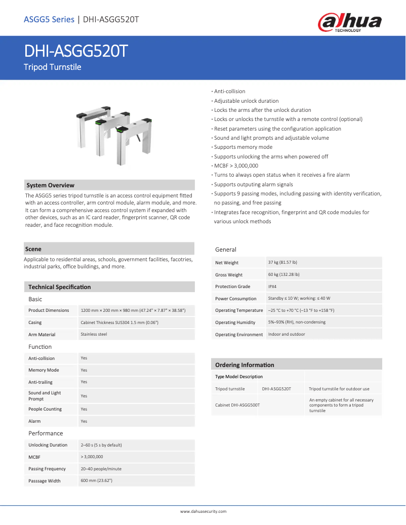 First page image of the manual for ASGG5XXT