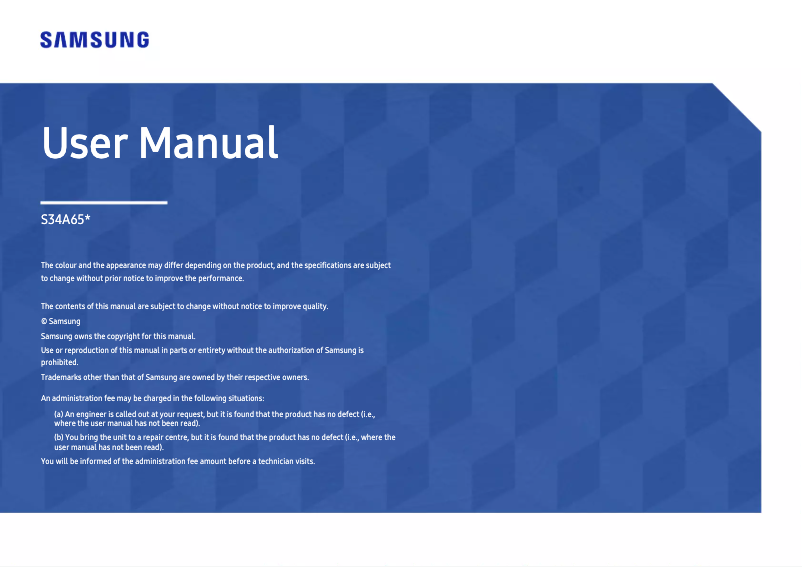 Page 1 of the manual User Manual Samsung S34A650UBU