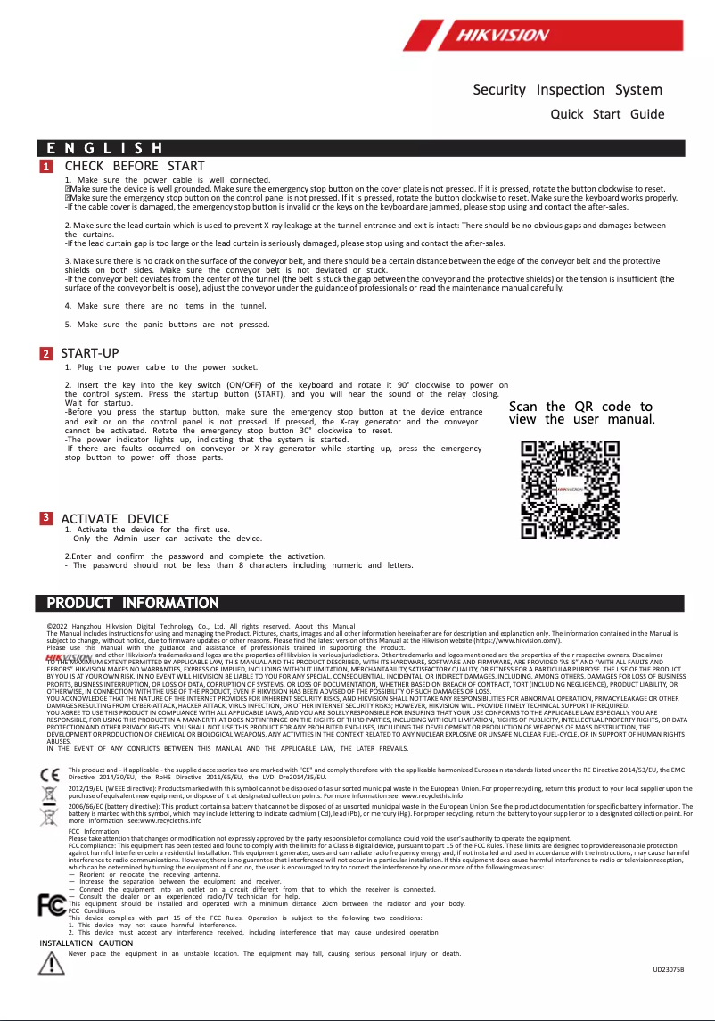 Page 1 of the manual Quick Start Guide Hikvision ISD-SC5030S-2CVL