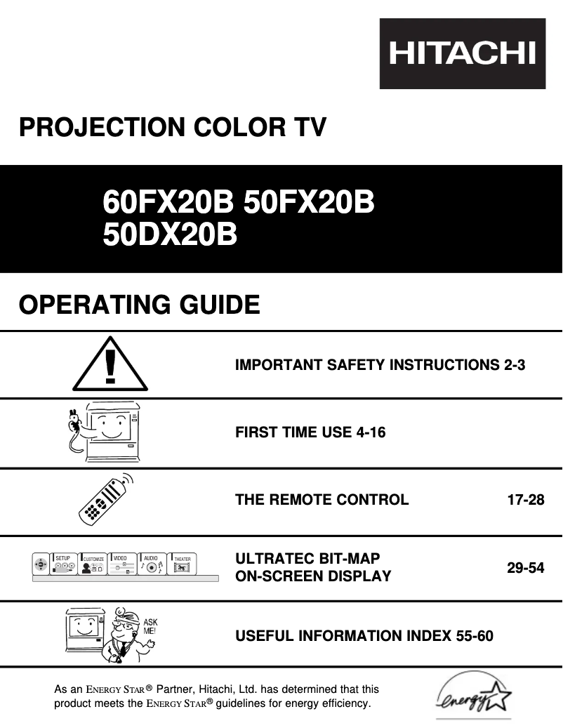 Page 1 of the manual User Manual Hitachi 50FX20B