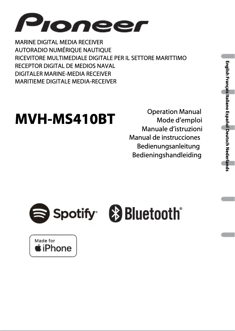 First page image of the manual for MVH-MS410BT