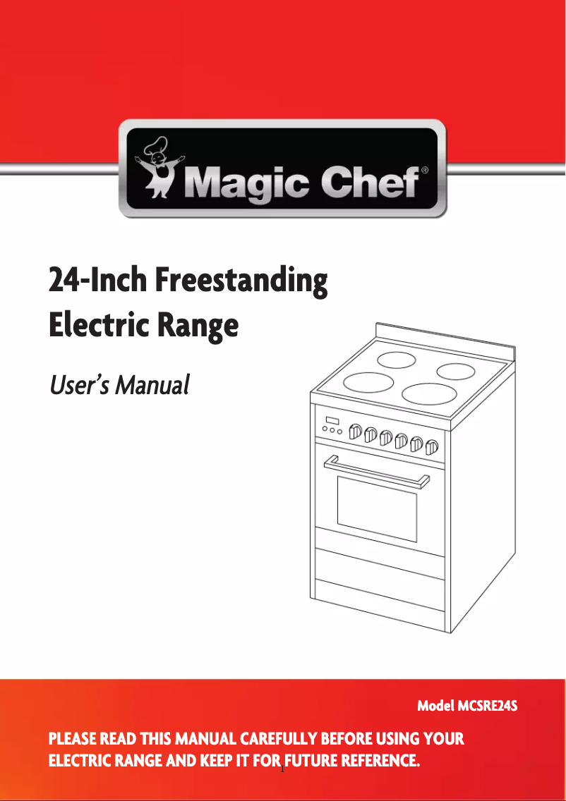 Page 1 of the manual Instruction Manual Magic Chef MCSRE24S