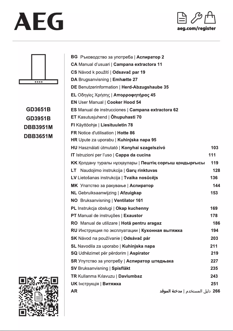 Page 1 of the manual User Manual AEG GD3951B