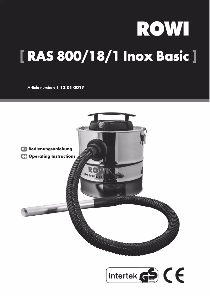 Page 1 of the manual User Manual Rowi RAS 800/18/1 Inox Basic