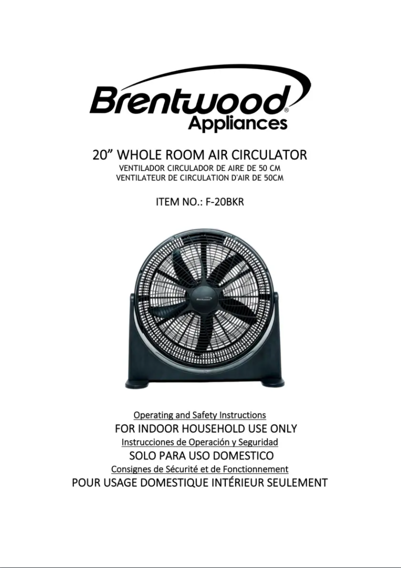 Image de la première page du manuel de l'appareil F-20BKR