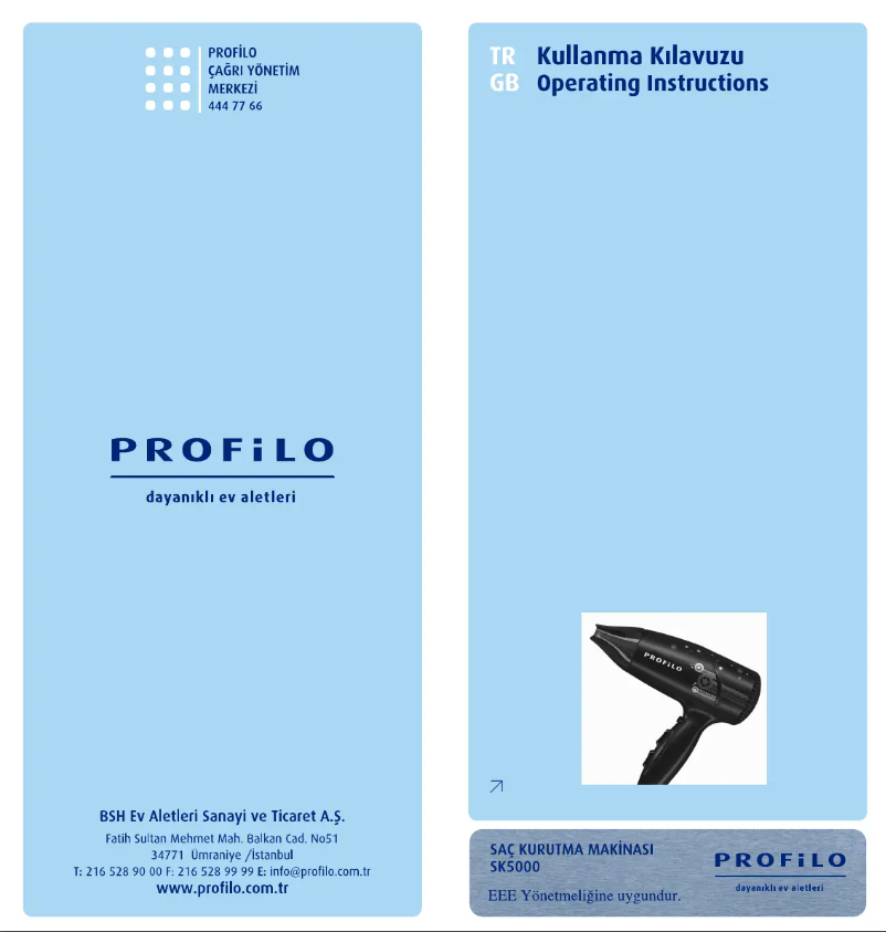 Page 1 of the manual User Manual Profilo SK5000