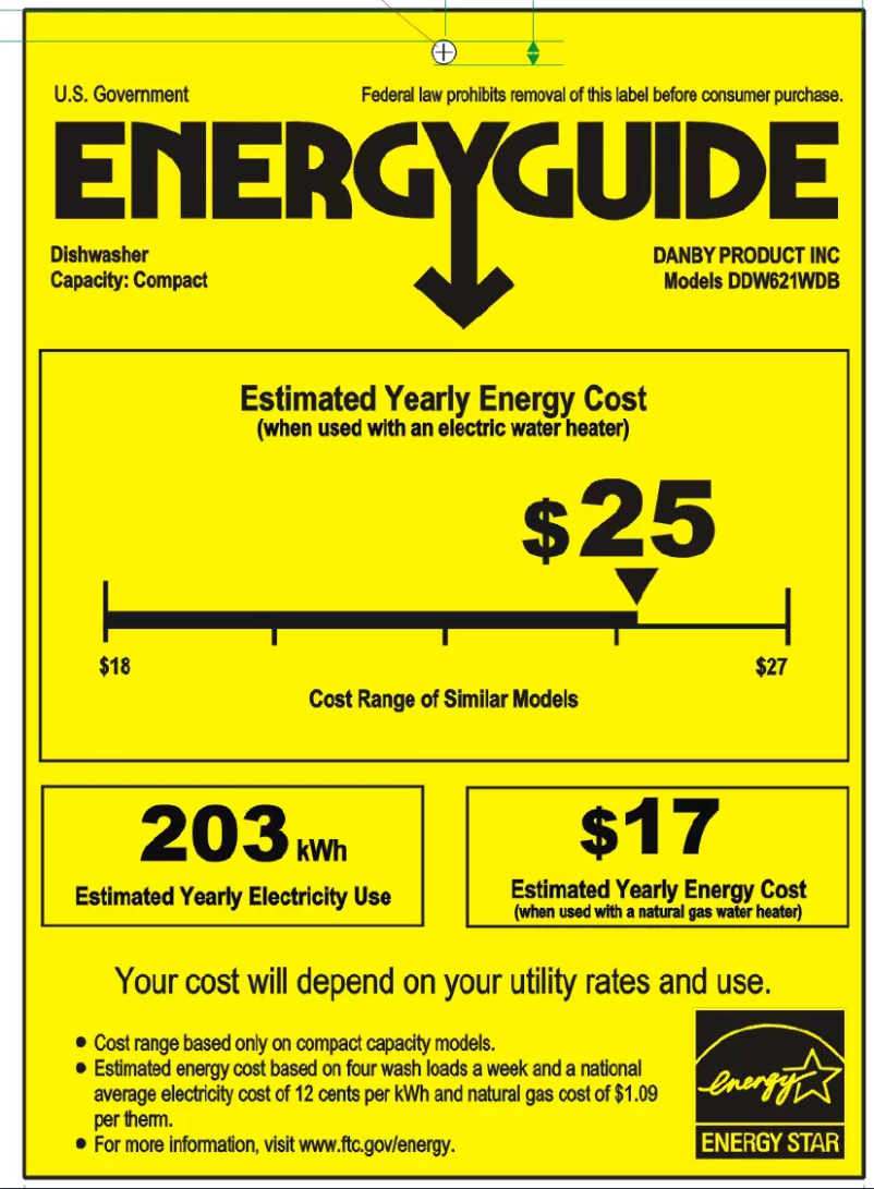 Page 1 of the manual Energy Label Danby DDW621WDB