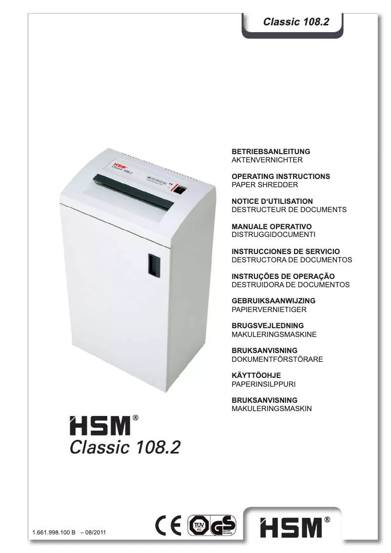 First page image of the manual for Classic 108.2