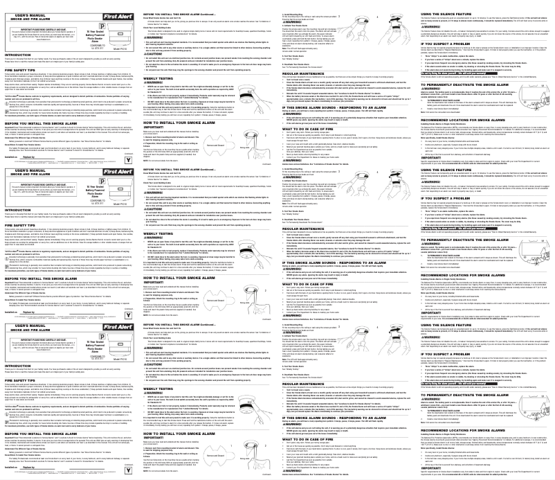 Page 1 of the manual User Manual First Alert P1010