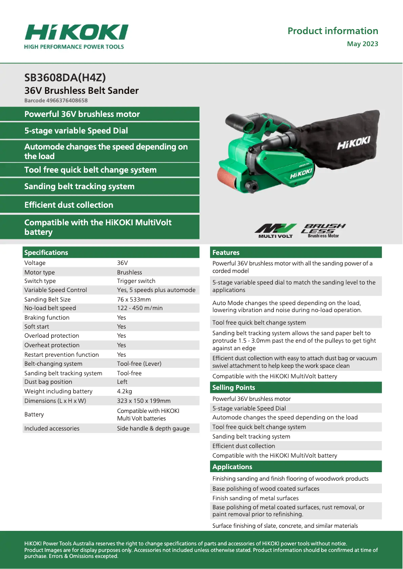 First page image of the manual for SB 3608DA