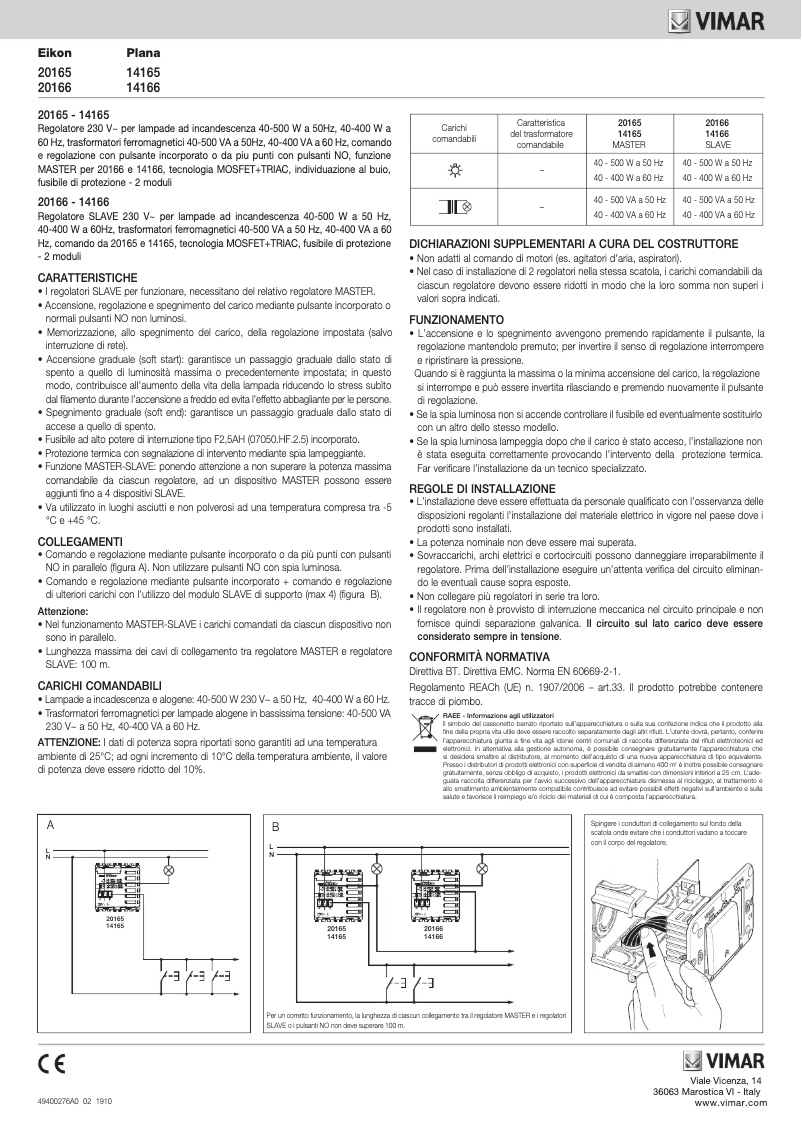 Page 1 of the manual User Manual Vimar 20166