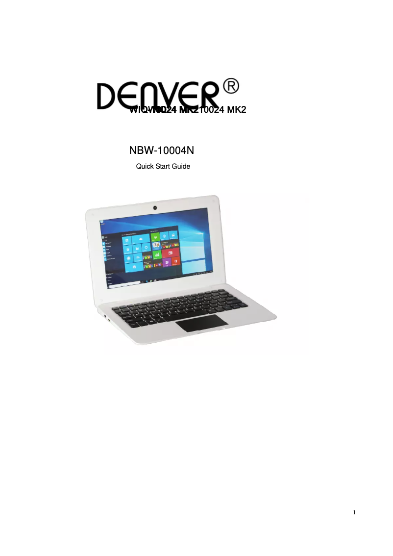 First page image of the manual for NBW-10004N