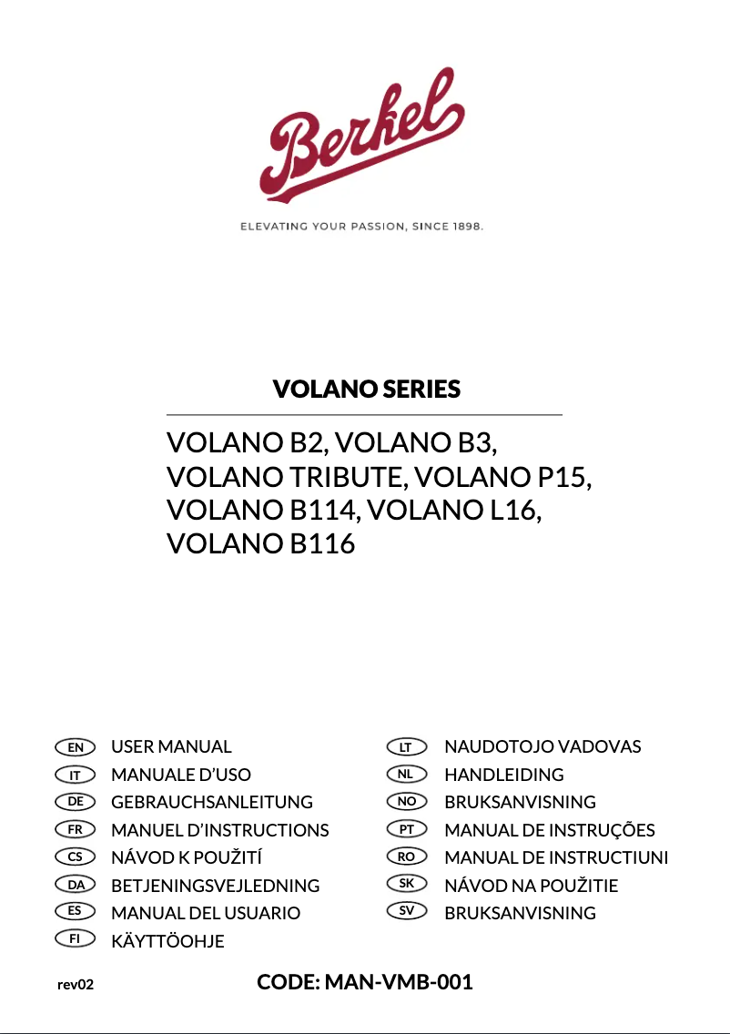 First page image of the manual for Volano B2
