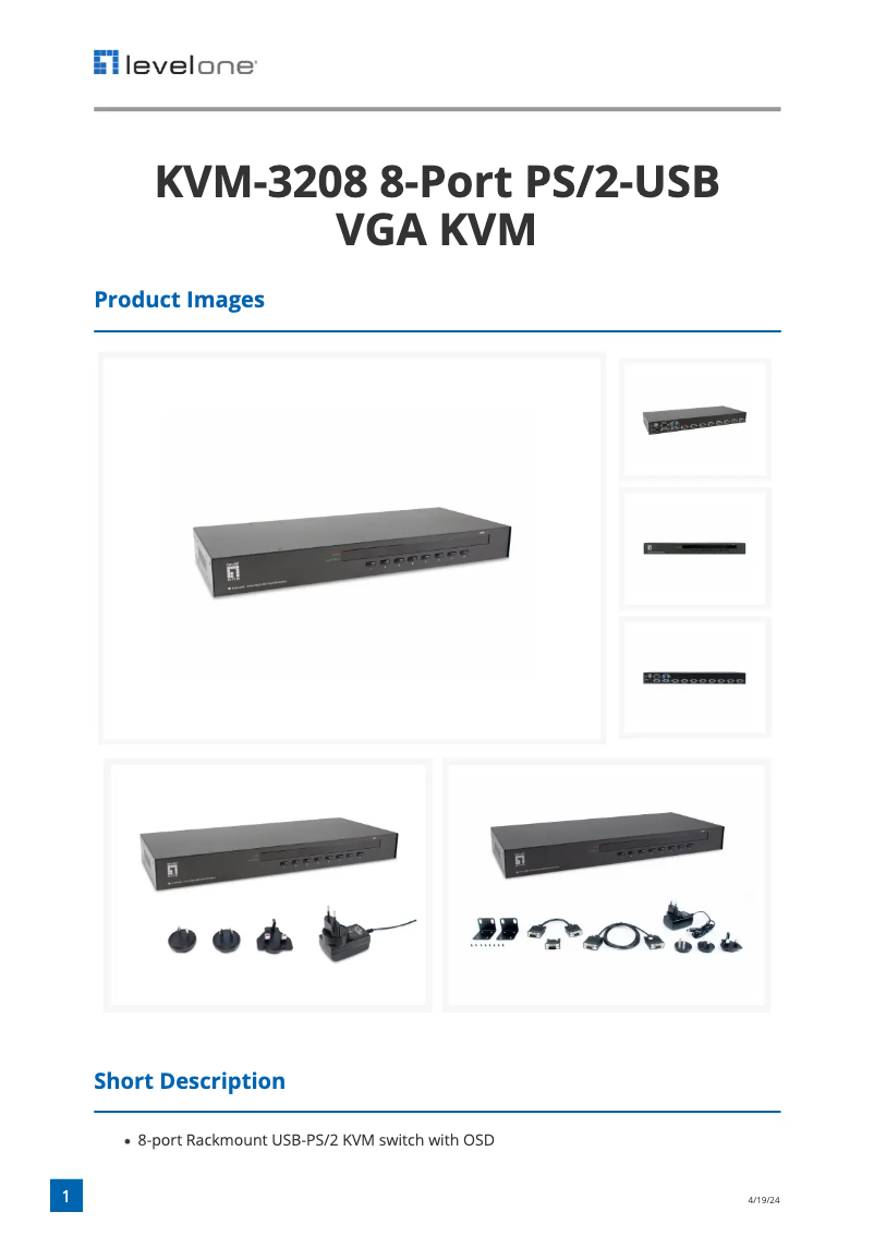 First page image of the manual for KVM-3208